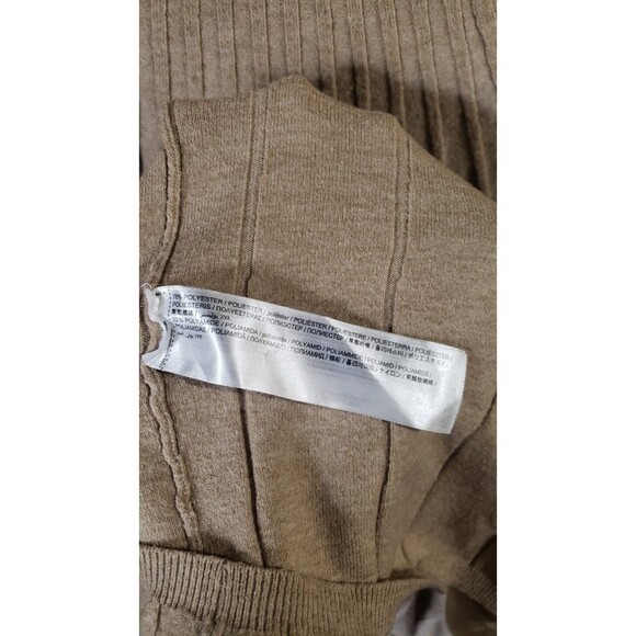 MNG Mango Perkins Neck Ribbed Knit Dress Brown Women’s 10 XL Midi Fall - Picture 7 of 10